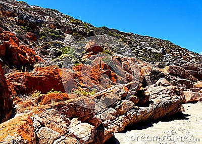 Rusty Coastal Rocks, Yorke Peninsula Stock Photo