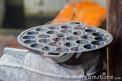 Iron pan for making Thai desserts, Stock Photo