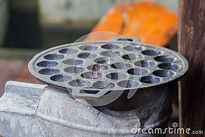 Iron pan for making Thai desserts, Stock Photo