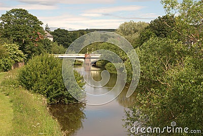 Iron road bridge over river Tyne, Haddington Stock Photo