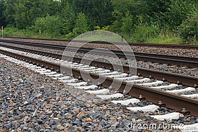 Iron rusty train railway detail dark stones Stock Photo