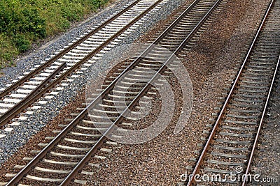 Iron rusty train railway detail dark stones Stock Photo