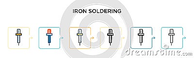 Iron soldering vector icon in 6 different modern styles. Black, two colored iron soldering icons designed in filled, outline, line Vector Illustration