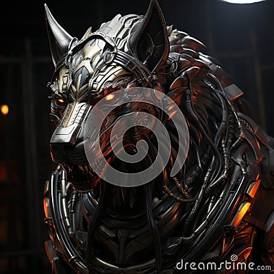 Iron wolf made of beams bolted together Stock Photo