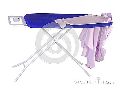 Ironing board with his work shirt Stock Photo