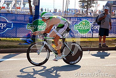 Ironman triathlete winner cycling Editorial Stock Photo