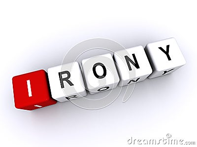 irony word block on white Stock Photo