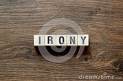 Irony - word concept on cubes Stock Photo