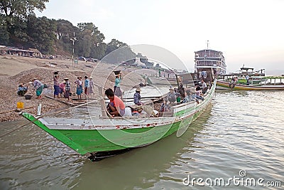 Irrawaddy river in Bagan, Myanmar Editorial Stock Photo