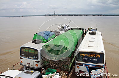 Irrawaddy river crossing in Pakokku Editorial Stock Photo