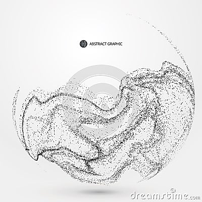 Irregular abstract graphics, dynamic particle composition. Vector Illustration