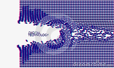 Irregular array or matrix of random ovals. Background breaking down into small fragments Vector Illustration
