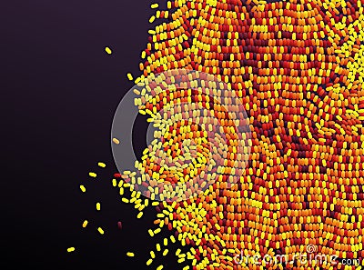 Irregular array or matrix of random ovals. Background breaking down into small fragments. Motion vector illustration Cartoon Illustration