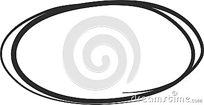 Irregular black oval shape is drawn with a felt tip pen on a white background, creating a simple yet effective way to Vector Illustration