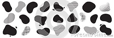 Irregular blobs and organic shape splash or liquid forms, vector abstract pattern background. Halftone monochrome color blend Vector Illustration