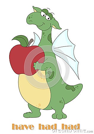 Irregular english verb to have with funny dragon Vector Illustration