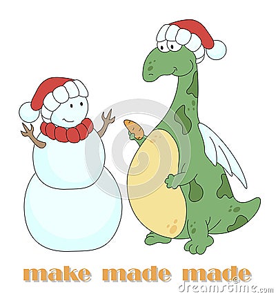 Irregular english verb to make with funny dragon Vector Illustration