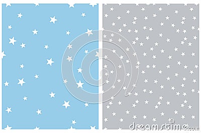 Tiny Stars Vector Patterns. Irregular Hand Drawn Simple Starry Sky Print. Vector Illustration