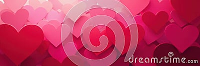 Irregular heart shapes cascade; gradient pink, deep red tones , graphic design, heart design pattern, heart texture Stock Photo