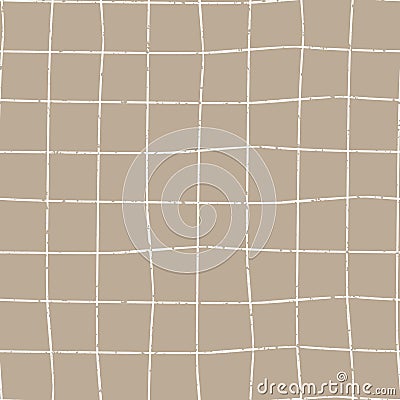 Irregular line vector seamless grid pattern background. Notebook graph paper style hand drawn linear criss cross design Vector Illustration