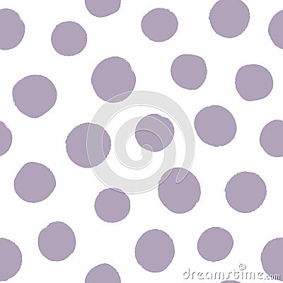 Irregular polka dot drawn by hand with rough brush. Seamless pattern with round spots. Sketch, watercolor, grunge, paint. Vector Illustration