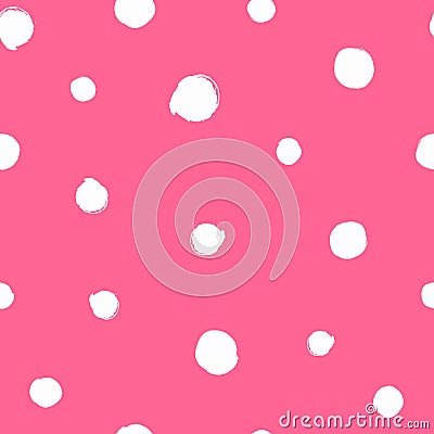 Irregular polka dot drawn by hand with a rough brush. Watercolor seamless pattern. Sketch, grunge, paint. Vector Illustration