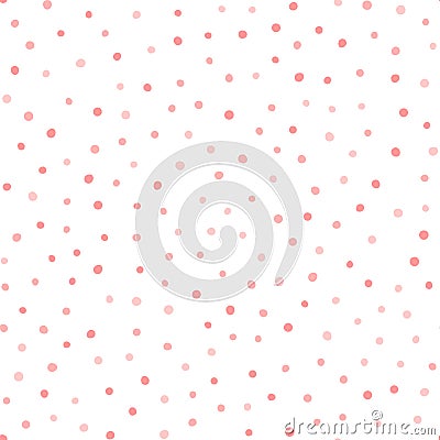 Irregular polka dot. Repeating pink circles on white background. Vector Illustration