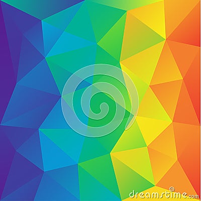 Irregular polygon background with a triangular pattern in full rainbow spectrum colors. Vector illustration, great Vector Illustration