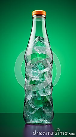 An irregularly shaped plastic soda or mineral bottle isolated on a vibrant studio backdrop Stock Photo