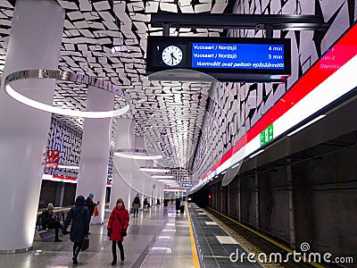 Irrelugar metro schedule and delays in Helsinki / Espoo metro Editorial Stock Photo
