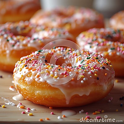 Irresistible confection Close up of a beautifully glazed and sweet donut Stock Photo