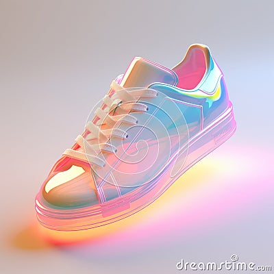 Irridescent Glass Light Up Sneakers - 3d Mockup Stock Photo