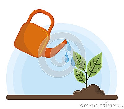 Irrigated raised plant Vector Illustration