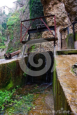 Irrigation sluice system in ronda, andalusia, spain Stock Photo