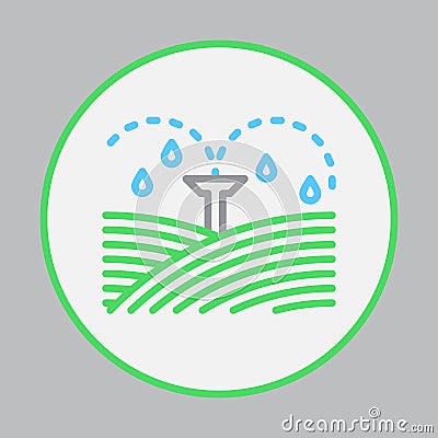 Irrigation sprinklers filled outline icon, round colorful vector sign, circular flat pictogram. Vector Illustration