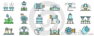 Irrigation system icons set line color vector Vector Illustration