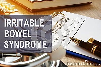 Irritable bowel syndrome IBS. Diagnosis form on table. Stock Photo