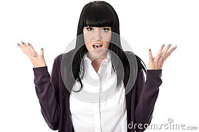 Irritated Angry Fed Up Exasperated Woman Stock Photo