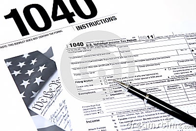 IRS 1040 from instructuons Editorial Stock Photo