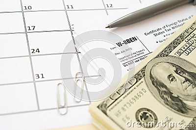 IRS Form W-8BEN Certificate of foreign status of beneficial owner for United States tax withholding and reporting for individuals Stock Photo