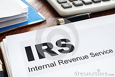 IRS Internal Revenue Service documents and folder Stock Photo