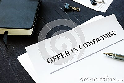 IRS Offer in Compromise OIC agreement. Stock Photo