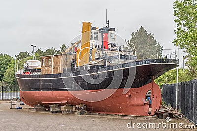 Irvine Harbour in Ayrshire Scotland looking Over some Old maratime Equiptment Editorial Stock Photo