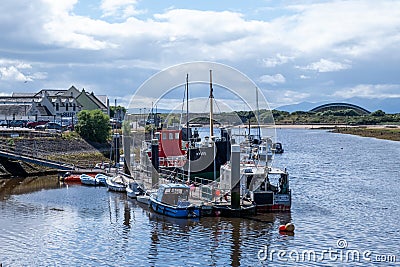 Irvine Harbour in Ayrshire Scotland looking Over some Small Boats Editorial Stock Photo