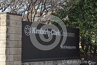 Entrance to world headquarters of Kimberly-Clark in Irving, Tex Editorial Stock Photo