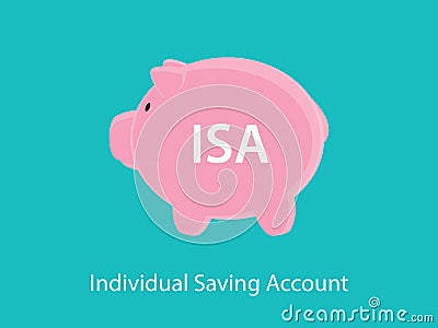 Isa individual saving account concept with piggy bank Vector Illustration