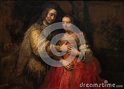 Isaac en Rebecca, painting by Rembrandt van Rijn Editorial Stock Photo