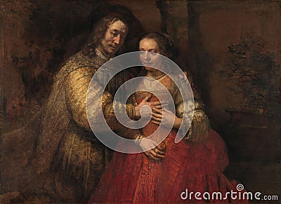 Isaac and Rebecca, Known as The Jewish Bride, Rembrandt van Rijn, Rijksmuseum Editorial Stock Photo