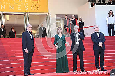 Isabelle Huppert and director Paul Verhoeven,Thierry Fremont, Pierre Lescure, Editorial Stock Photo