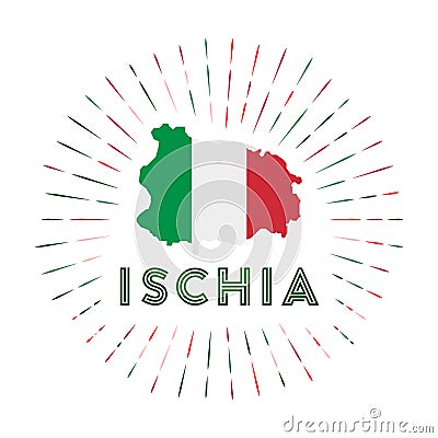 Ischia sunburst badge. Vector Illustration